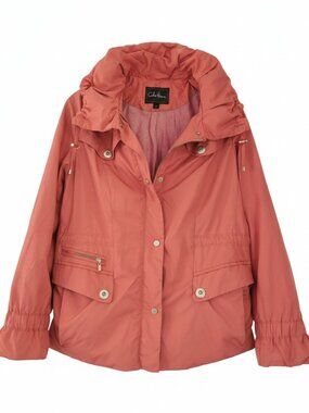 Cole Haan Women's Hooded Anorak Utility Jacket Coral Pink Feminine Coastal Small